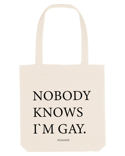 TOTE BAG mit Statement: NOBODY KNOWS I`M GAY.