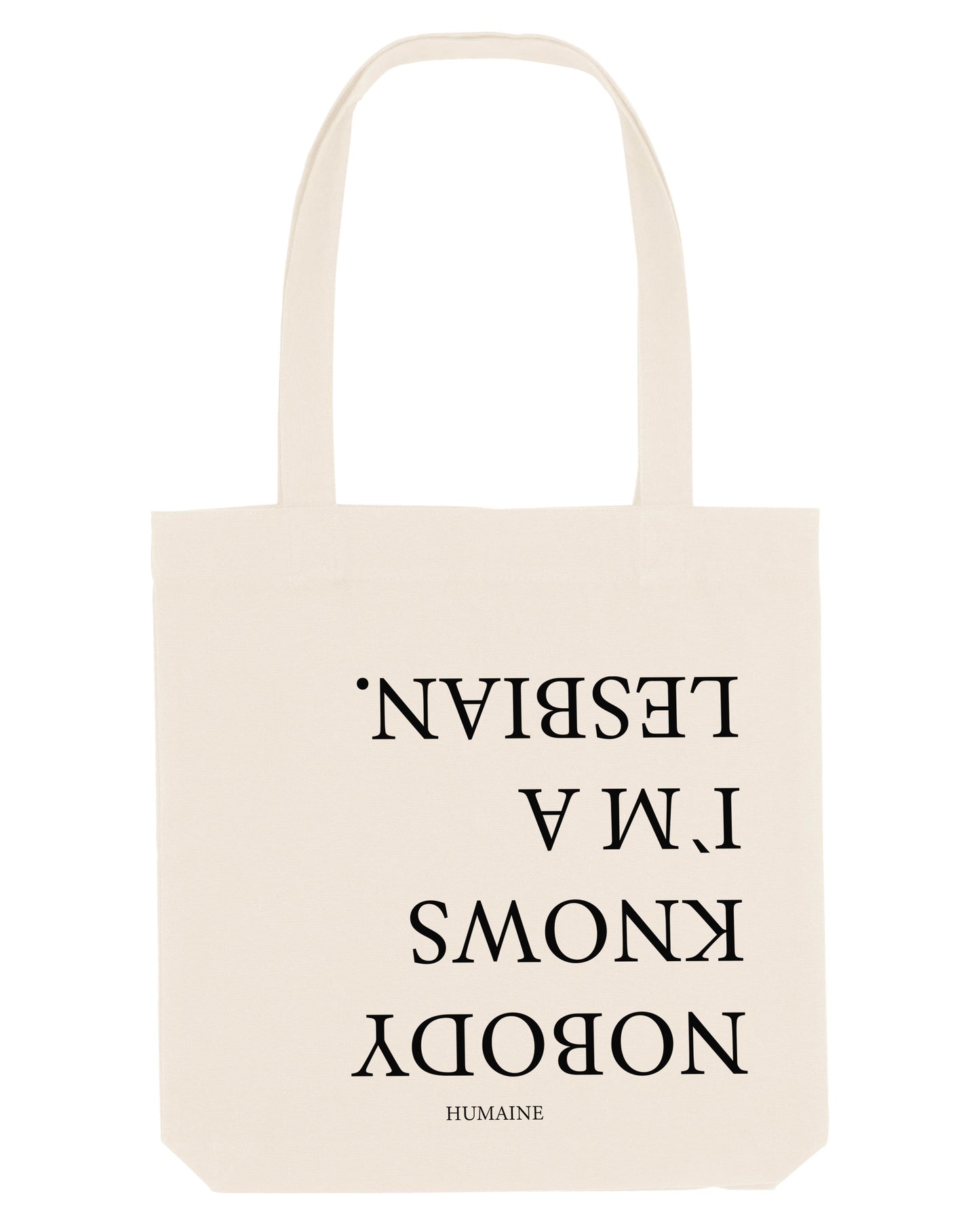 TOTE BAG mit Statement: NOBODY KNOWS I`M A LESBIAN.